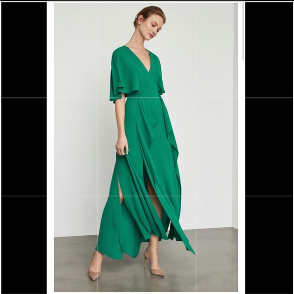 BCBG Cape Sleeve Maxi Dress Green - Picture 1 of 4